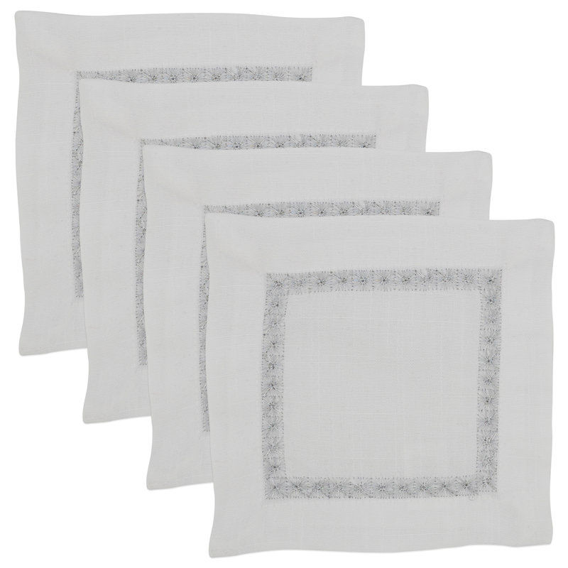 Mayer Collection Polyester Embroidered Square Napkin, Silver