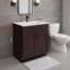 La base de lavabo de couleur espresso est conçue pour être utilisée avec des armoires de salle de bain, avec un style élégant.