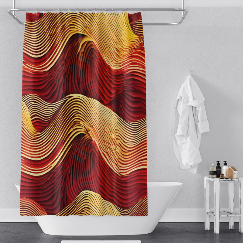 Rideau de douche abstrait Sazya, H 72 po x l 70 po
