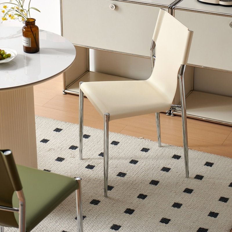 Chaise d'appoint à dossier solide blanc argenté (ensemble de 2), White