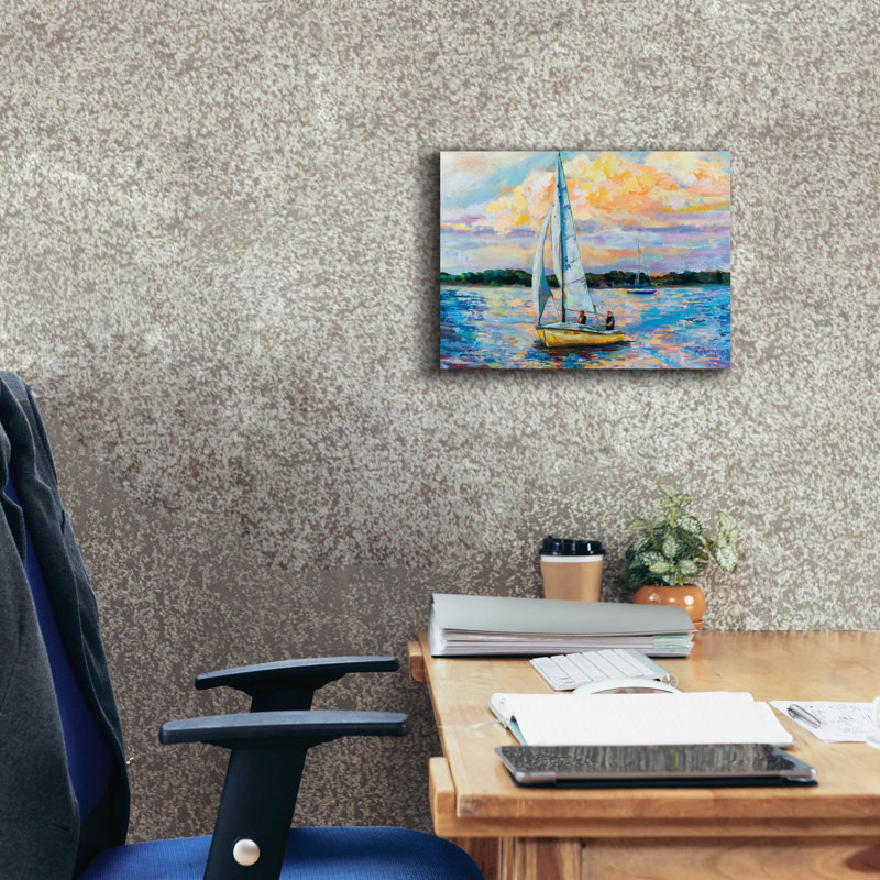 «Sunday Sail» par Jeanette Vertentes, art mural sur toile, H 12 po x l 16 po x P 0,75 po