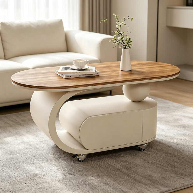 Table basse French Cream, H 17,71 po x l 35,43 po x P 17,71 po, Brun noisette / crème