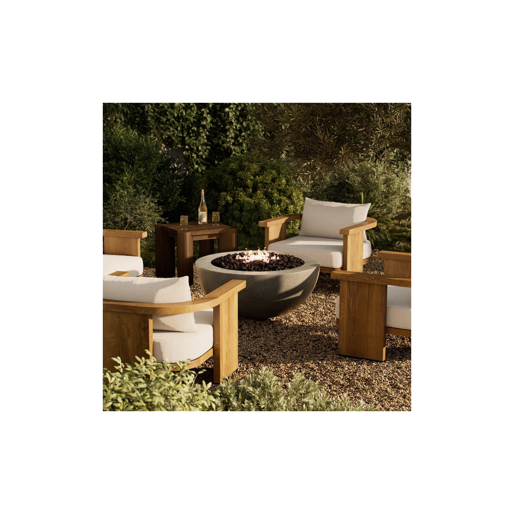 Jonson Round Fire Pit Table, Propane, Pewter Concrete