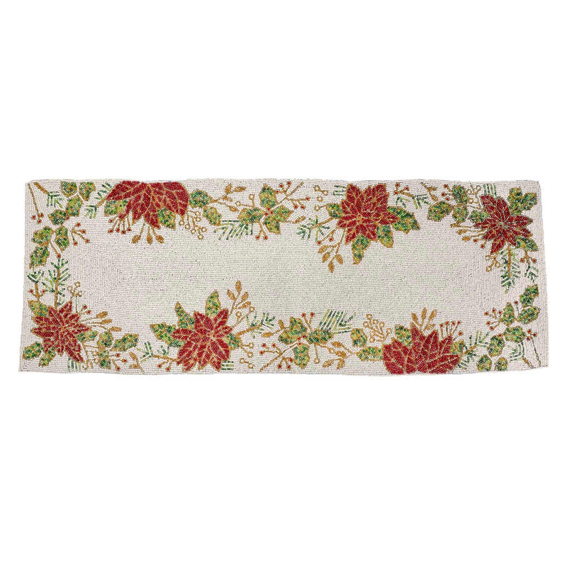 Glass Beads Embroidered Rectangle Tablerunner