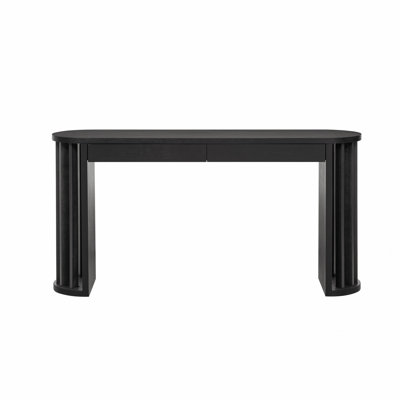 Long Console Table with Curved and Straight Line Design, Ideal for Behind the Couch, Farmhouse Entryway, Hallway, and Living Room Use