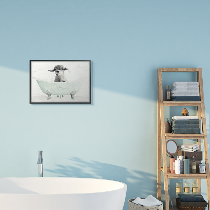 «Baby Llama in a Tub Funny Animal Bathroom» par Stellar Design Studio, reproduction d'art, H 16 po x l 20 po x P 1,5 po