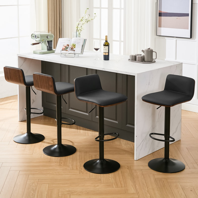 Tabouret de bar pivotant à hauteur réglable Modern, Noir, 4