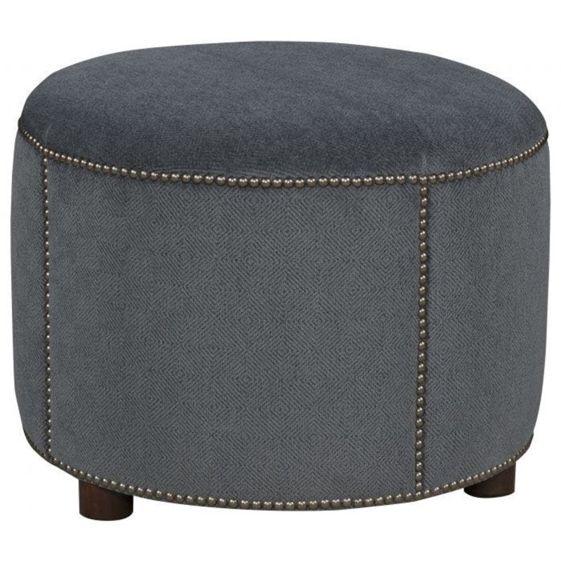 Cameron 23" Wide Round Standard Ottoman, Nickel, Turquoise (8789 91)