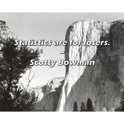 Citation artistique «Les chiffres sont pour les perdants». Toile tendue par Scotty Bowman Gallery