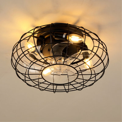 15.7'' Low Profile Bladeless Ceiling Fan with Lights Kit (No Included Bulbs) and Remote 6 Wind Speeds Reversible Ceiling Fan  for Living Room Bedroom Party--NO Included Bulbs