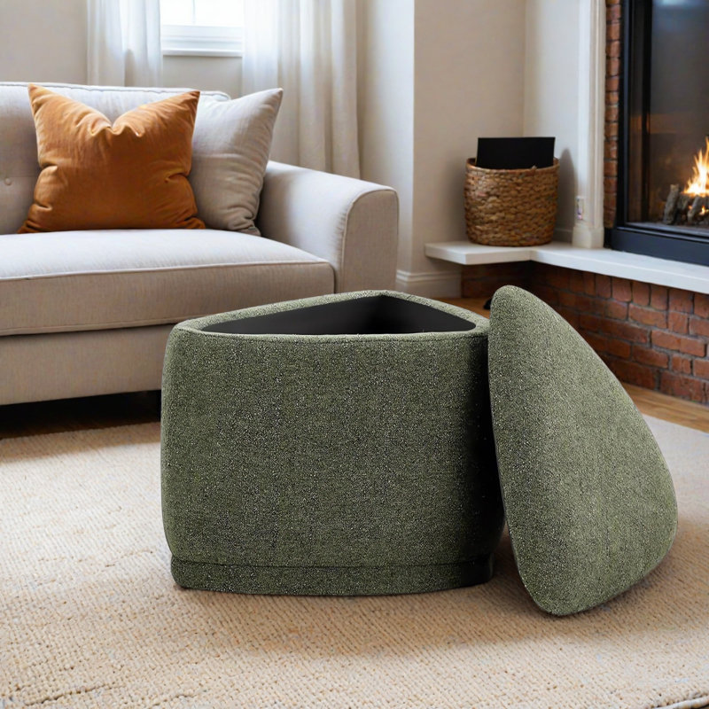 Adna 26.5'' Triangular Upholstered Storage Ottoman, Mellow Forest Chenille