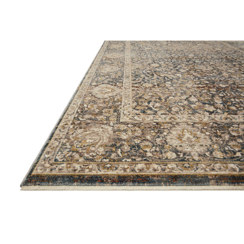 Lourdes Ivory and Charcoal Vintage-Inspired Viscose Rug