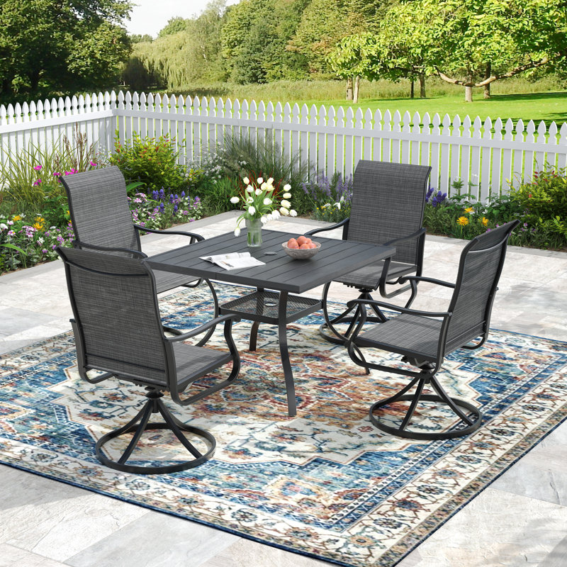Square Outdoor Dining Table, Black