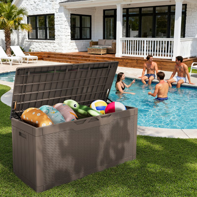 100 Gallons Water Resistant Resin Lockable Deck Box