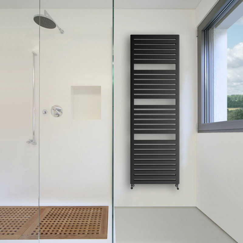 Salisbury Heated Towel Rail, 163.5cm H x 54cm W x 7.2cm D, Black