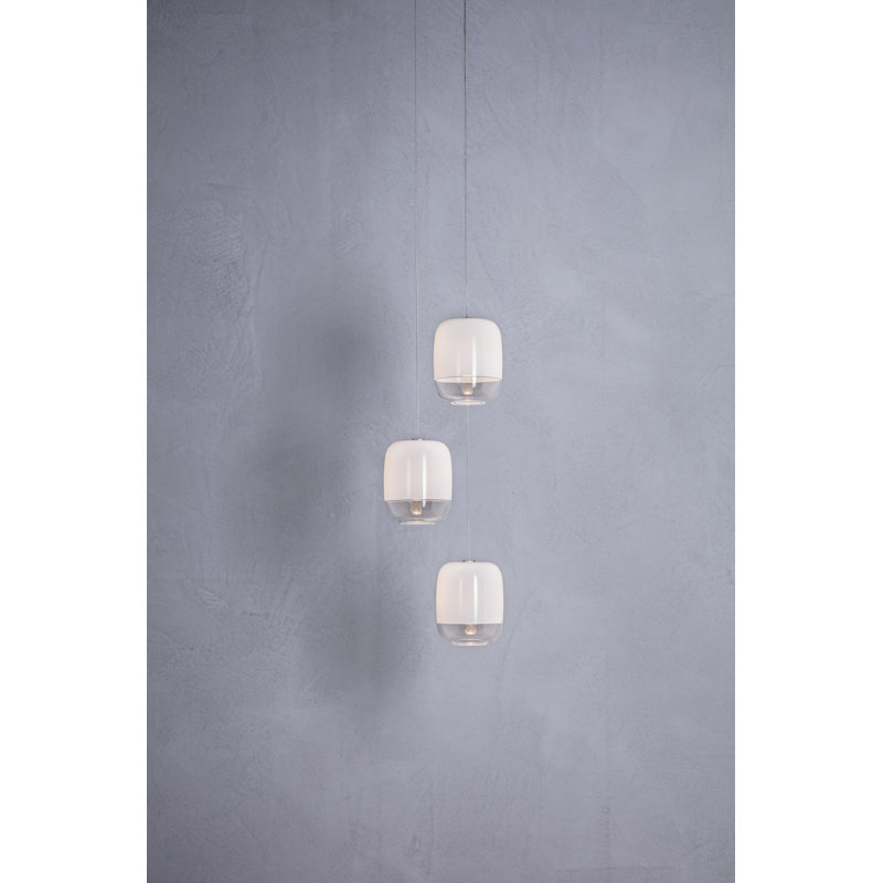Gong 3 - Light Chrome Cluster Pendant, White