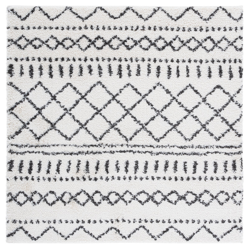 Develin Performance Chevron Rug, Square 5'1", Ivory/Black