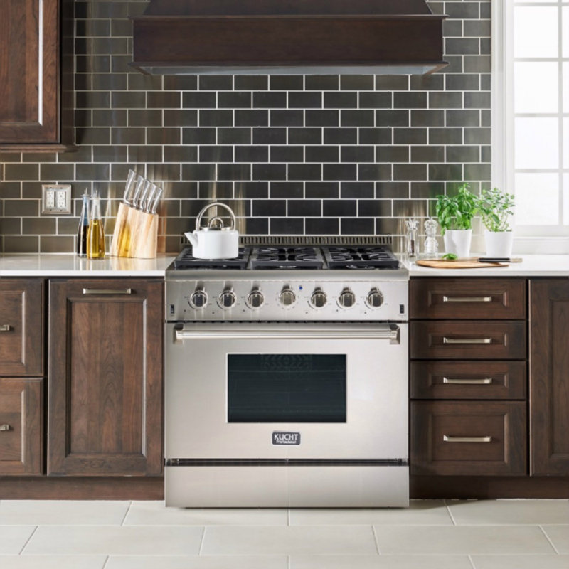 Kucht 36'' W Free Standing Range, Classic Silver, Natural Gas