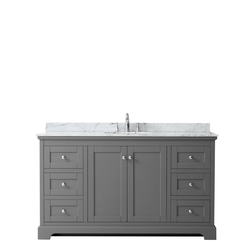 Ensemble de meuble-lavabo simple 60 po Avery, Gris foncé, Chrome poli
