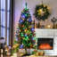 Arbre de Noël de 6 pi, 584 branches, 212 lumières, ouverture automatique, flamme, installation facile, grand arbre de fête jubilant avec assemblage à DEL, joie festive