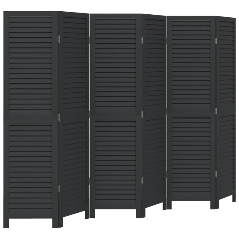 Trista Solid Wood Accent Room Divider, 160cm H x 215cm W, Black, 6 Panels
