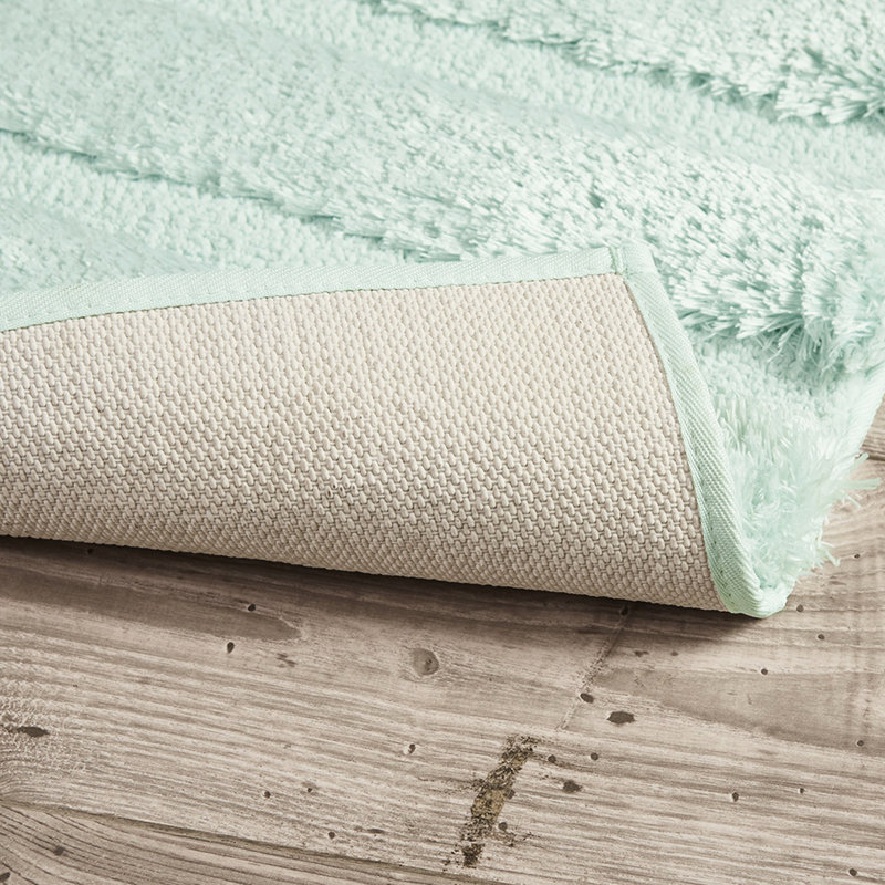 Bath Rug 21x34", 100% Macro-spun , Stripe , , Soft, Fade And Stain , Non-skid Backing, Washable Bathroom Floor Mat Cover 21x34" Rug, Machine