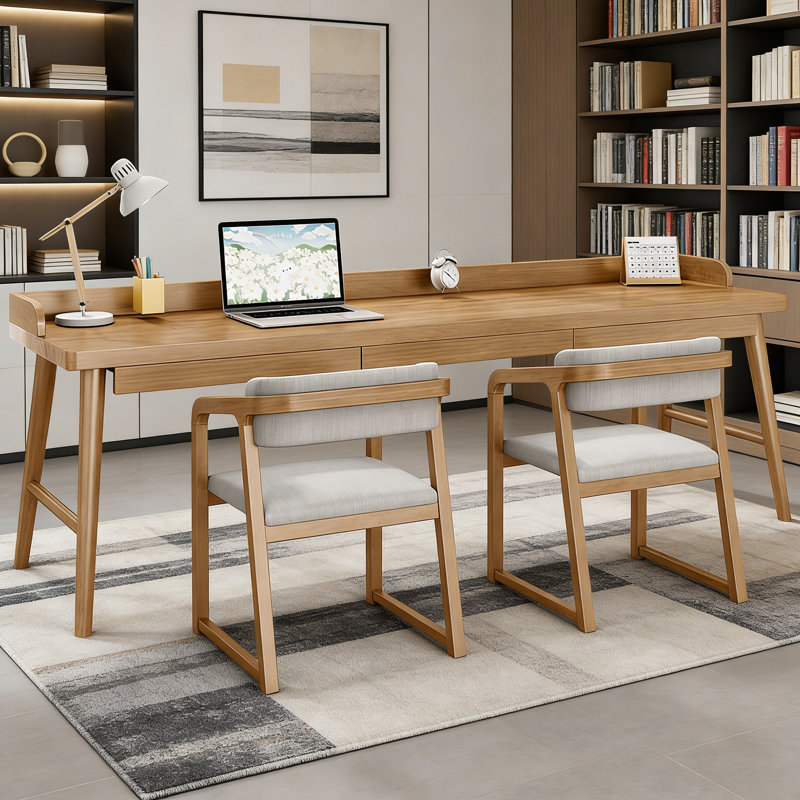 Bureau d'écriture moderne en bois de pin massif avec tiroirs