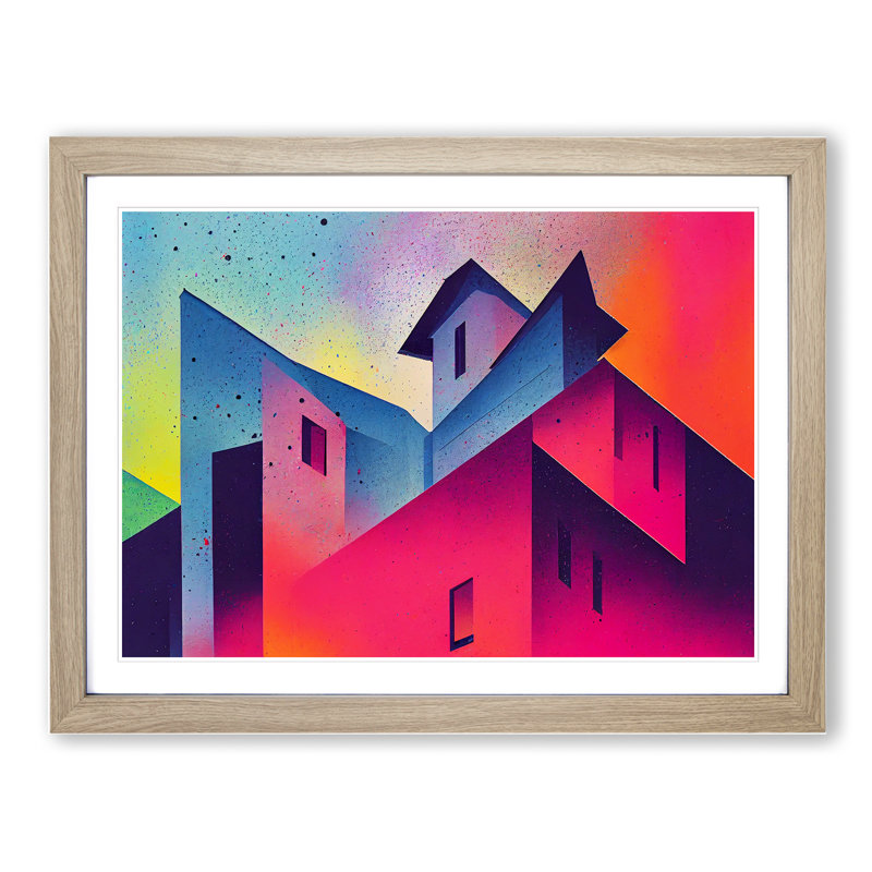 Architecture Paint Splatter 1 Piece Single Picture Frame Wall Art, 25cm H x 34cm W, Oak
