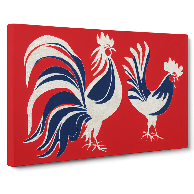 Modern Roosters Abstract - Wrapped Canvas, 40cm H x 60cm W x 3cm D