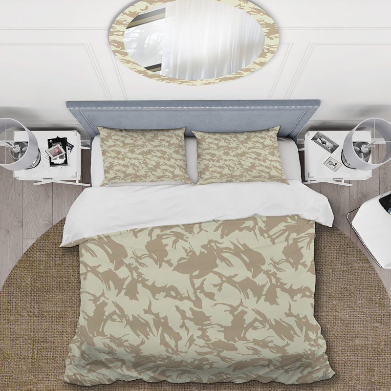 Camouflage militaire brun tendance - ensemble de housse de couette abstrait - microfibre de polyester
