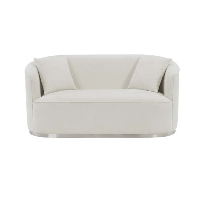 Odette 64" Loveseat w/2 Pillows, Beige Chenille