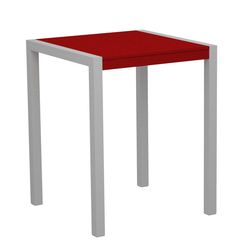Table de comptoir POLYWOOD MOD, Argent texturé, Rouge coucher de soleil, L 35,18 po x P 35,18 po