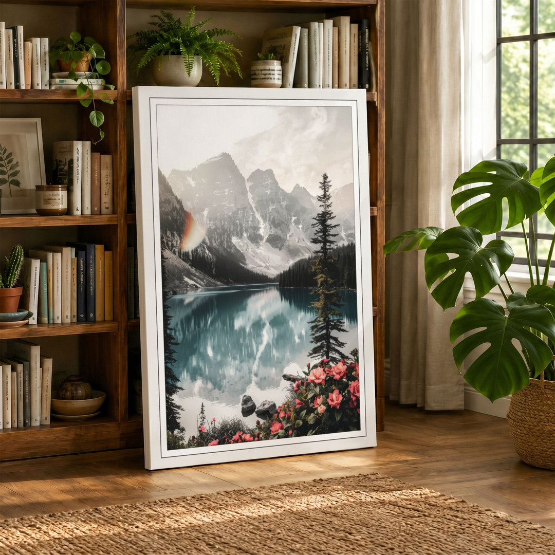 Alpine Lake Reflected Scandinavian - Wrapped Canvas
