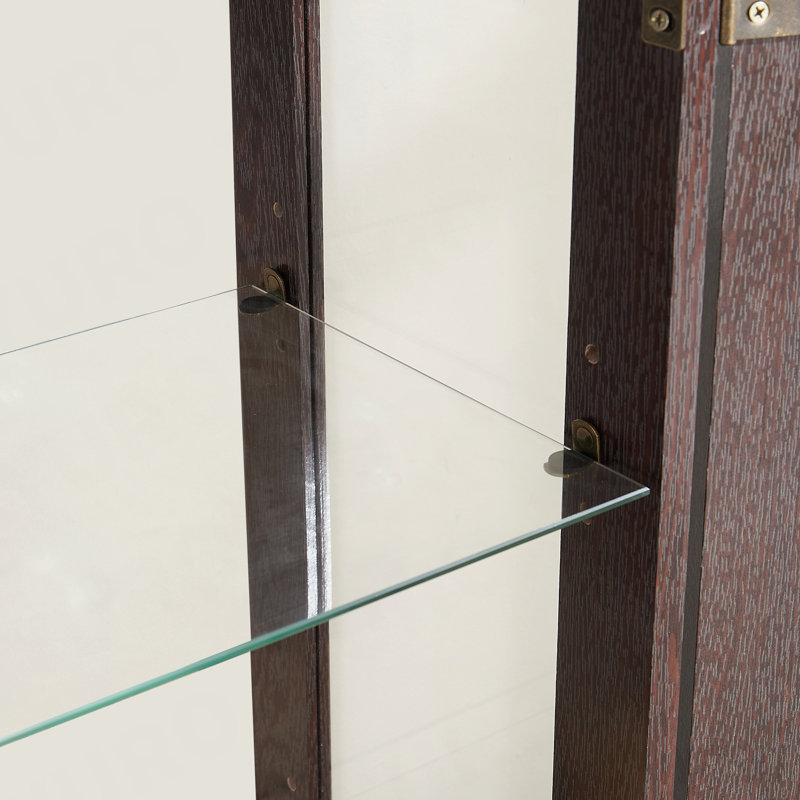 Vitrine à 2 portes en verre, dossier en miroir, finition cerisier - standard