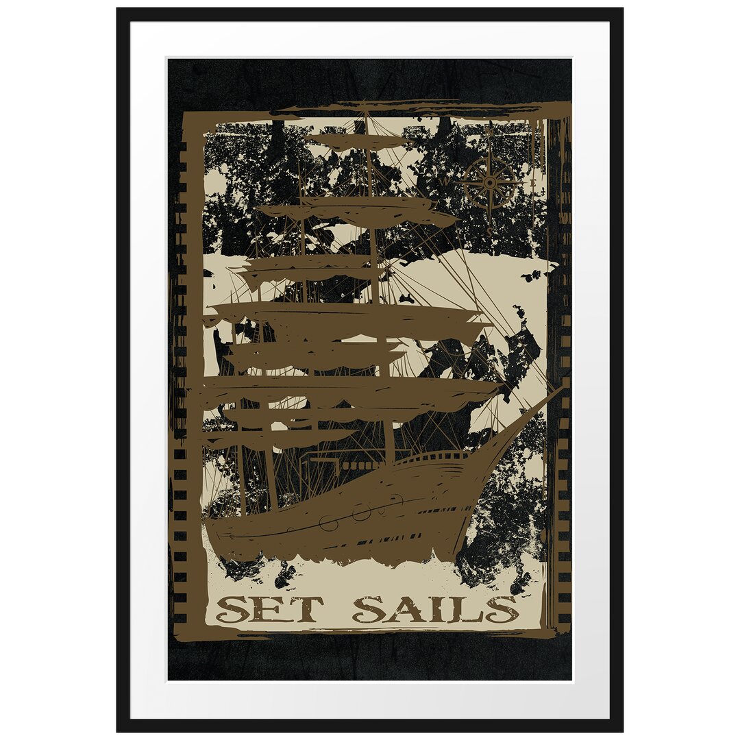 Gerahmtes Poster Set Sails Black Leinwand