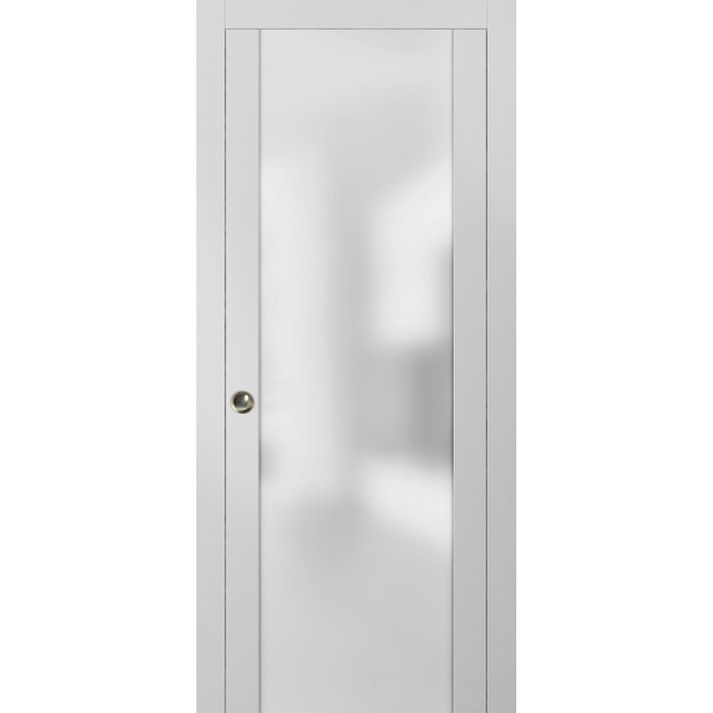 Portes coulissantes en verre givré Planum avec trousse de quincaillerie d'installation Planum, 30 po x 84 po, Frêne miel
