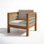 Fauteuil club d'extérieur avec accoudoirs tissés et coussin amovible