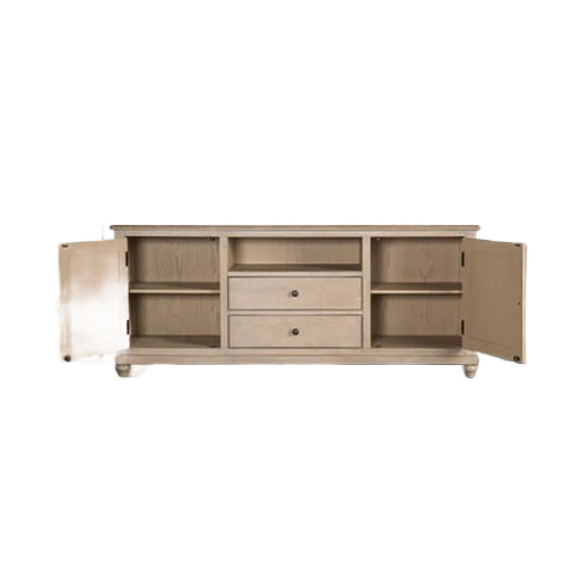 Meuble télé Cherie, armoires de rangement, blanc clair délavé, 72 pouces