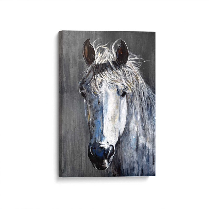Équitation sur toile grise, H 18 po x l 12 po x P 1,25 po, Toile tendue