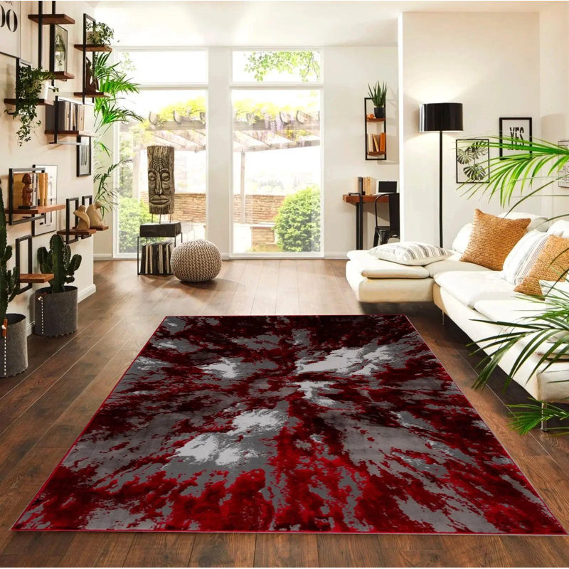 Long Hallway Anti Slip Door Mats Bedroom Rugs Kitchen Carpet Floor Mat, Red, Rectangle 80 x 150 cm