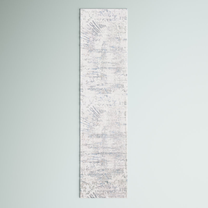 Wayde Abstract Gray/Beige Area Rug, Runner 2'2" x 9'