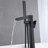 Black Waterfall Tub Filler Freestanding Bathtub Faucet Floor Mount Brass Single Handle Bathroom Tub Faucet With Hand Shower