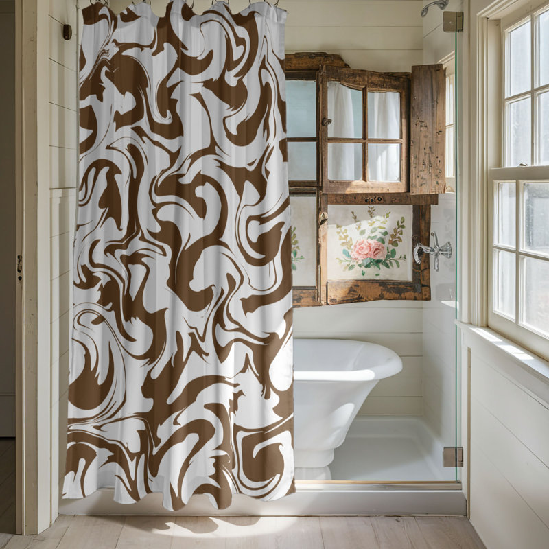 Choco Back - Premium Shower Curtain, 74" H x 71" W