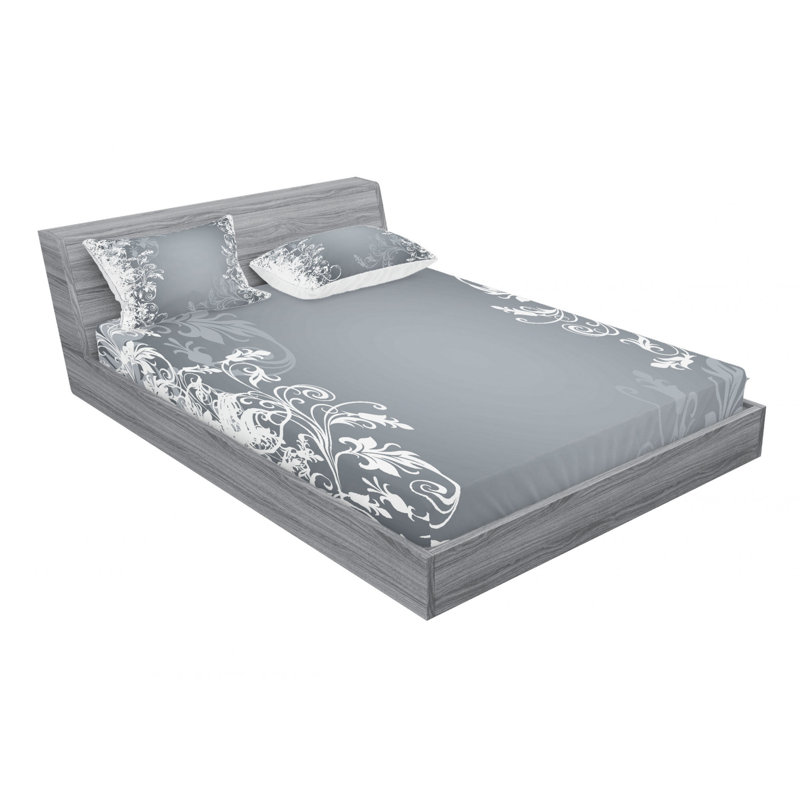 Microfiber Floral Sheet Set, Full Sheet Set with Fitted Sheet