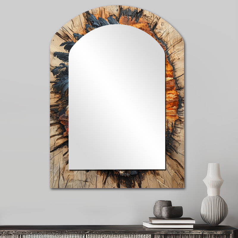 Native American Warrior Energy of Forest III - Miroir mural Native American Warrior Arch, miroir décoratif asymétrique brun
