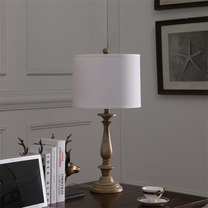 Lampe de table en polyrésine effet bois 27,5 po
