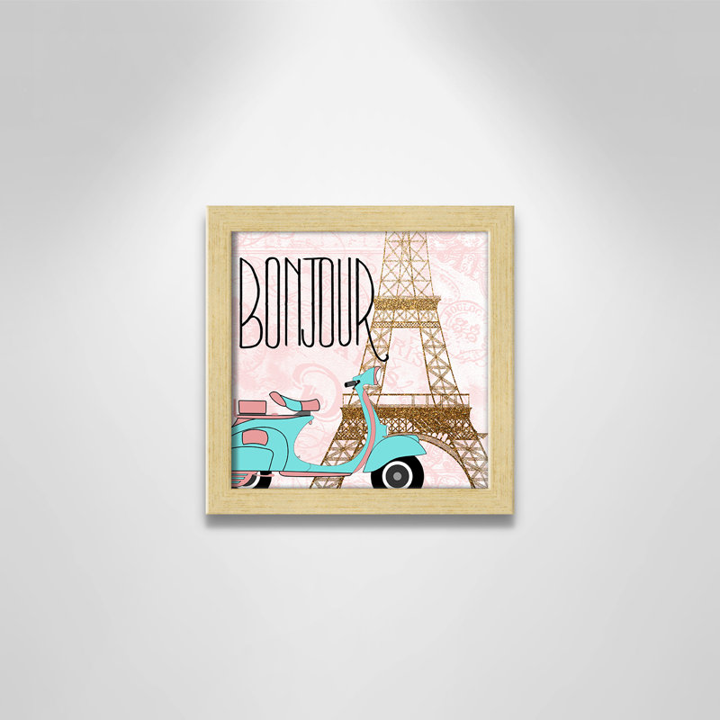 Bonjour paris 2, Cadre boîte champagne clair, H 9 po x l 9 po x P 1,19 po