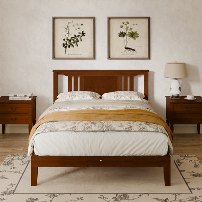 Avelyn Modern Solid Wood Platform Bed Frame with Headboard, Brown