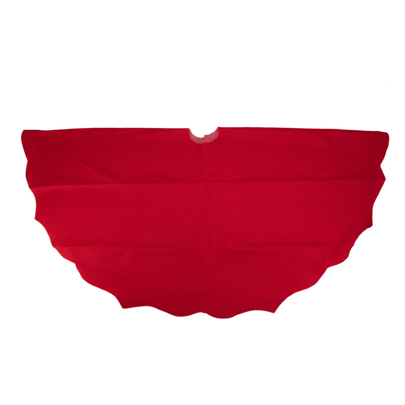 48" Red Felt Scalloped Edge Christmas Tree Skirt