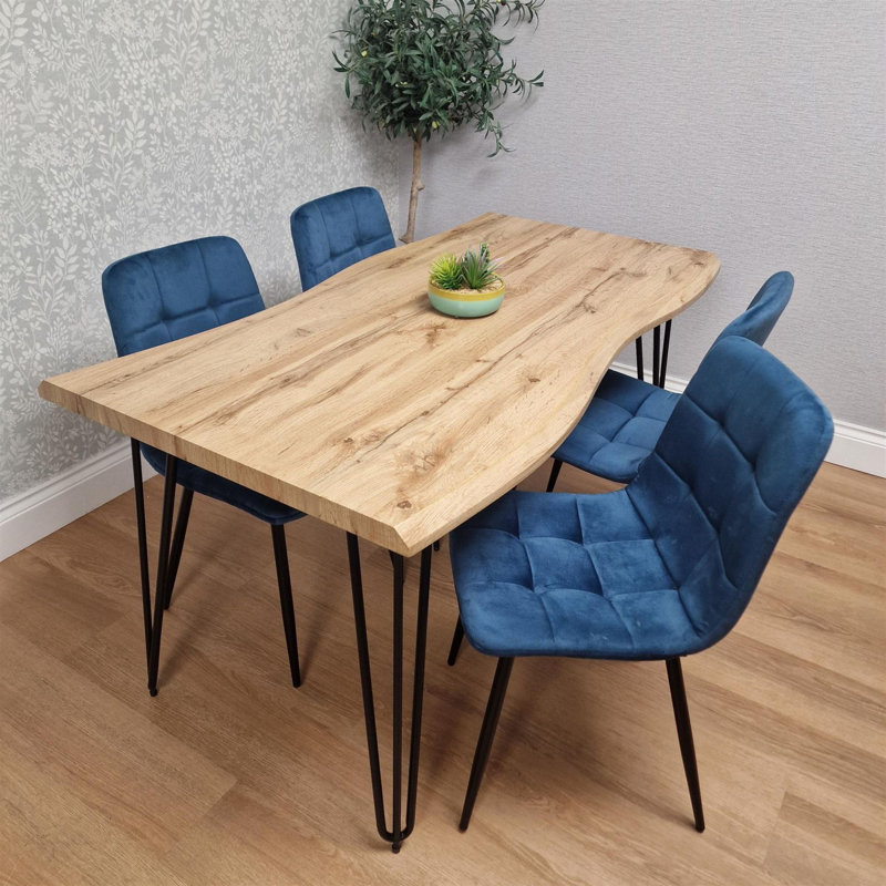 4 - Person Dining Set, 75cm H x 140cm W x 80cm D, Blue